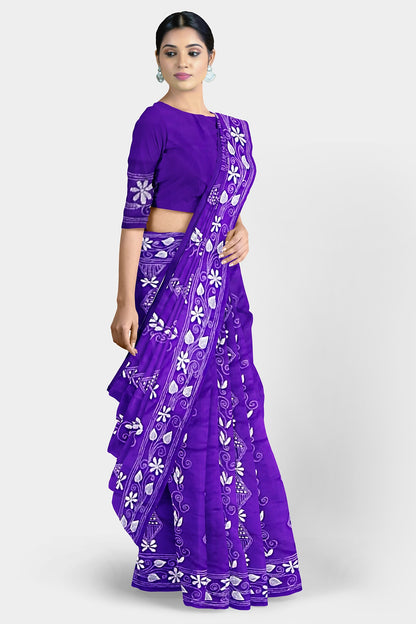 Kantha Stitch: Stylish Blended Silk Saree showcasing Traditional Artistry in Modern Indian Fashion With BP