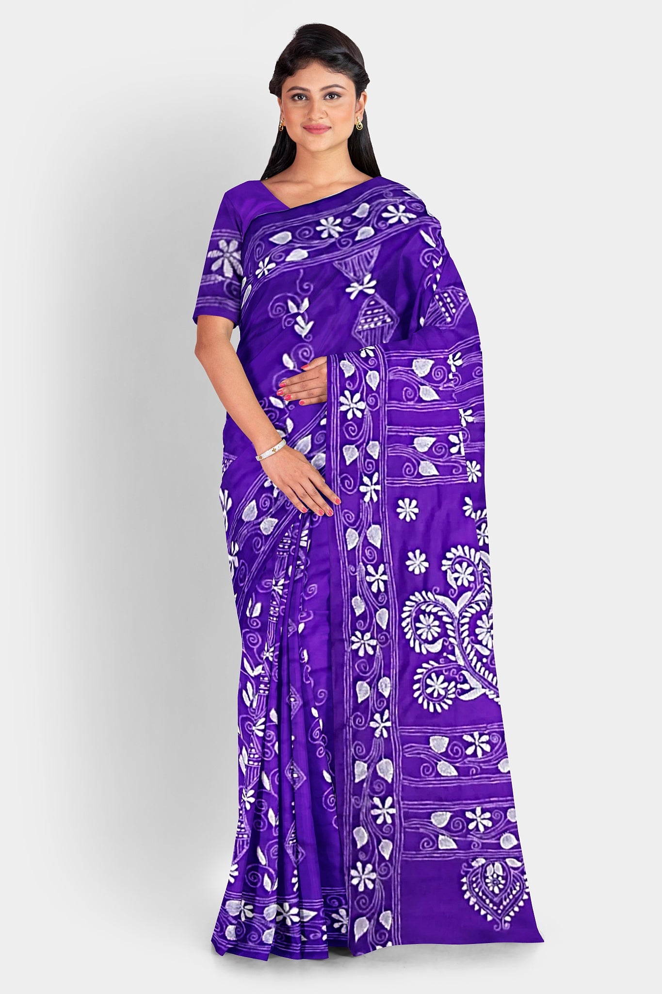 Kantha Stitch: Stylish Blended Silk Saree showcasing Traditional Artistry in Modern Indian Fashion With BP