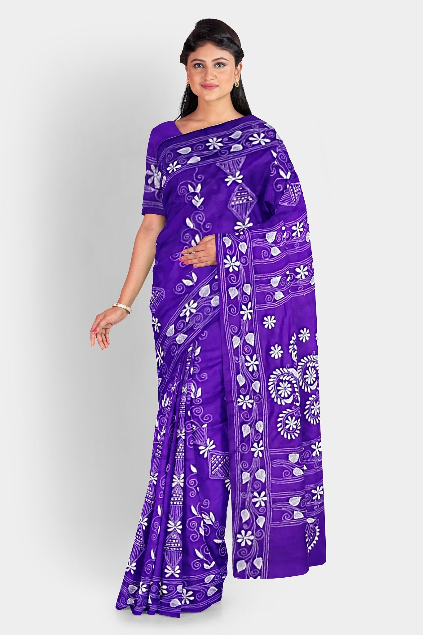 Kantha Stitch: Stylish Blended Silk Saree showcasing Traditional Artistry in Modern Indian Fashion With BP