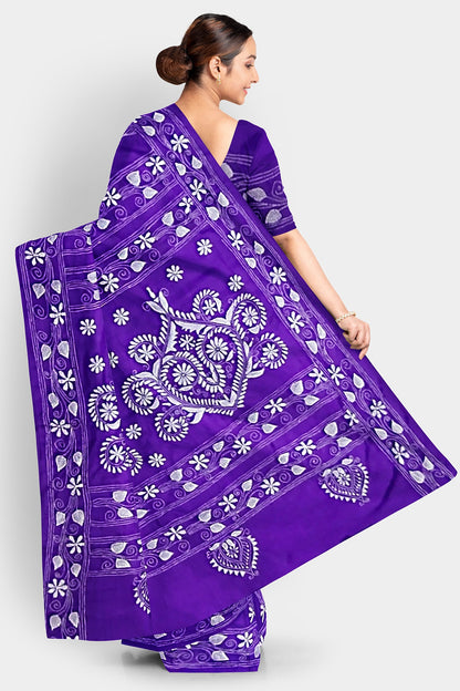 Kantha Stitch: Stylish Blended Silk Saree showcasing Traditional Artistry in Modern Indian Fashion With BP