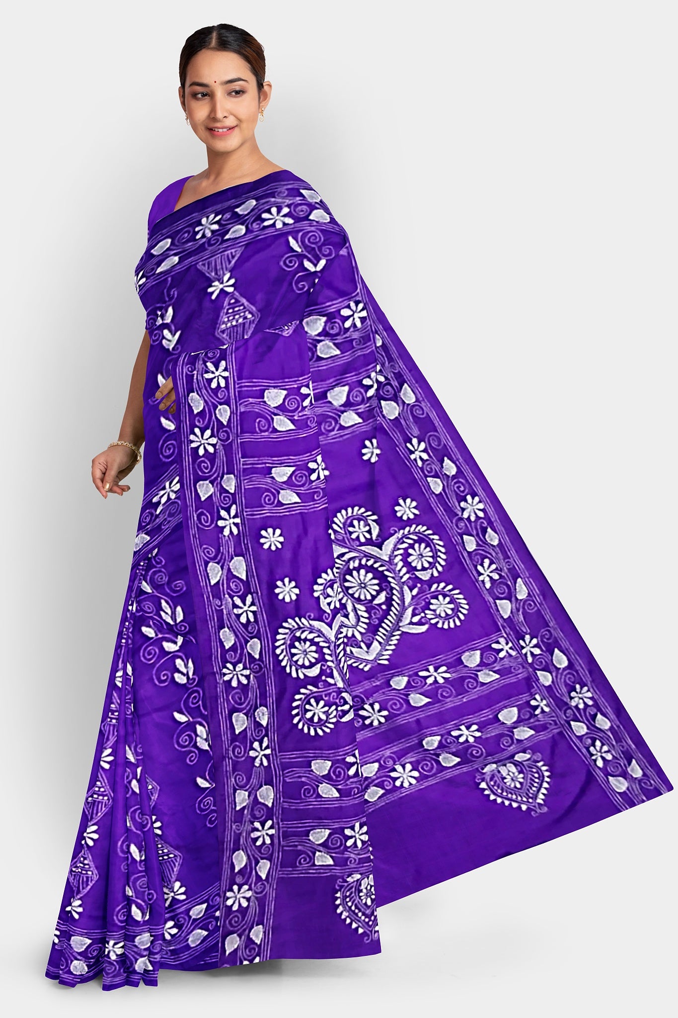 Kantha Stitch: Stylish Blended Silk Saree showcasing Traditional Artistry in Modern Indian Fashion With BP