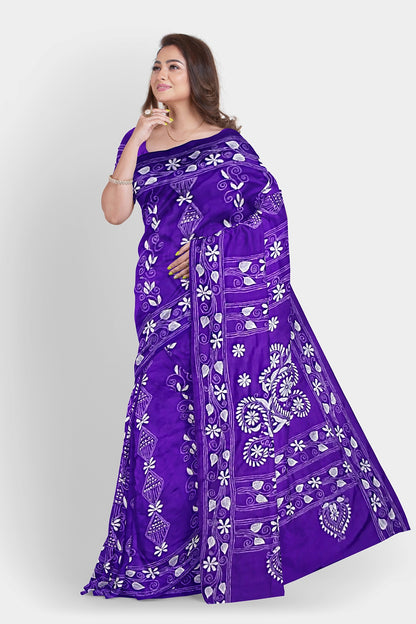 Kantha Stitch: Stylish Blended Silk Saree showcasing Traditional Artistry in Modern Indian Fashion With BP
