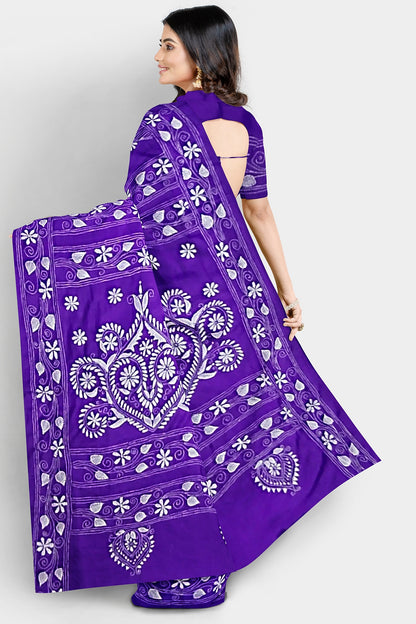 Kantha Stitch: Stylish Blended Silk Saree showcasing Traditional Artistry in Modern Indian Fashion With BP