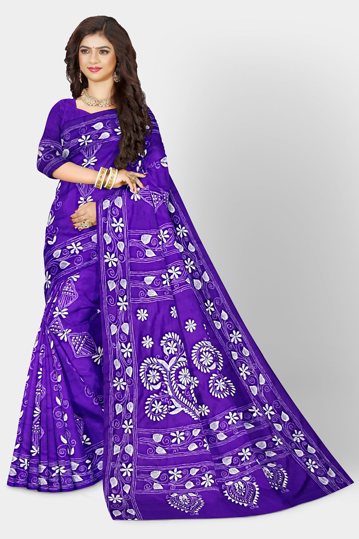 Kantha Stitch: Stylish Blended Silk Saree showcasing Traditional Artistry in Modern Indian Fashion With BP