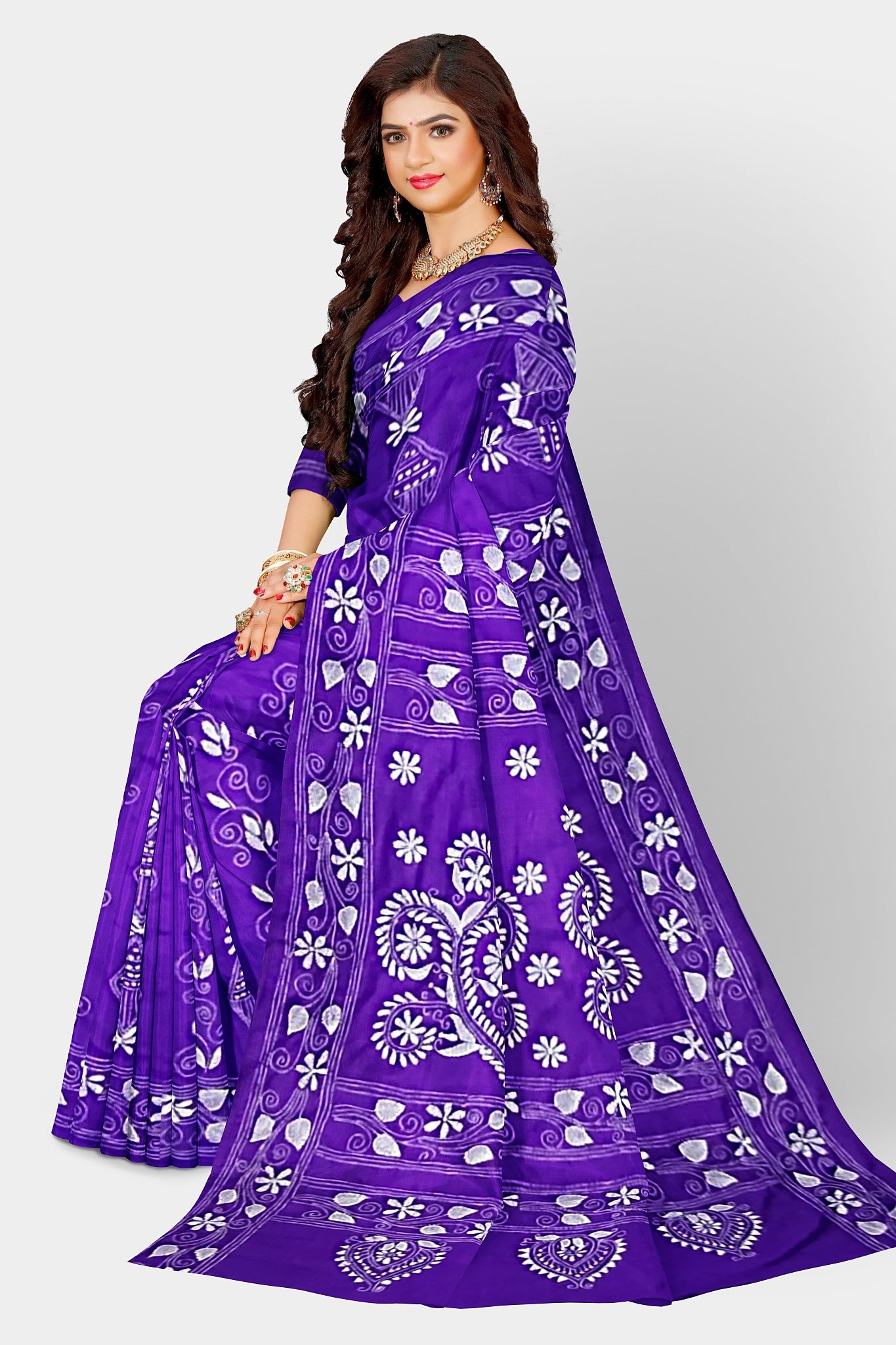 Kantha Stitch: Stylish Blended Silk Saree showcasing Traditional Artistry in Modern Indian Fashion With BP