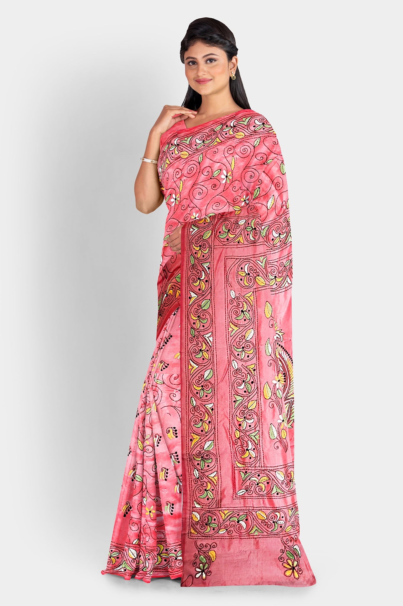 Kantha Stitch: Up-to-Date Blended Silk Saree reflecting the Latest Trend in Indian Ethnic Wear  With BP