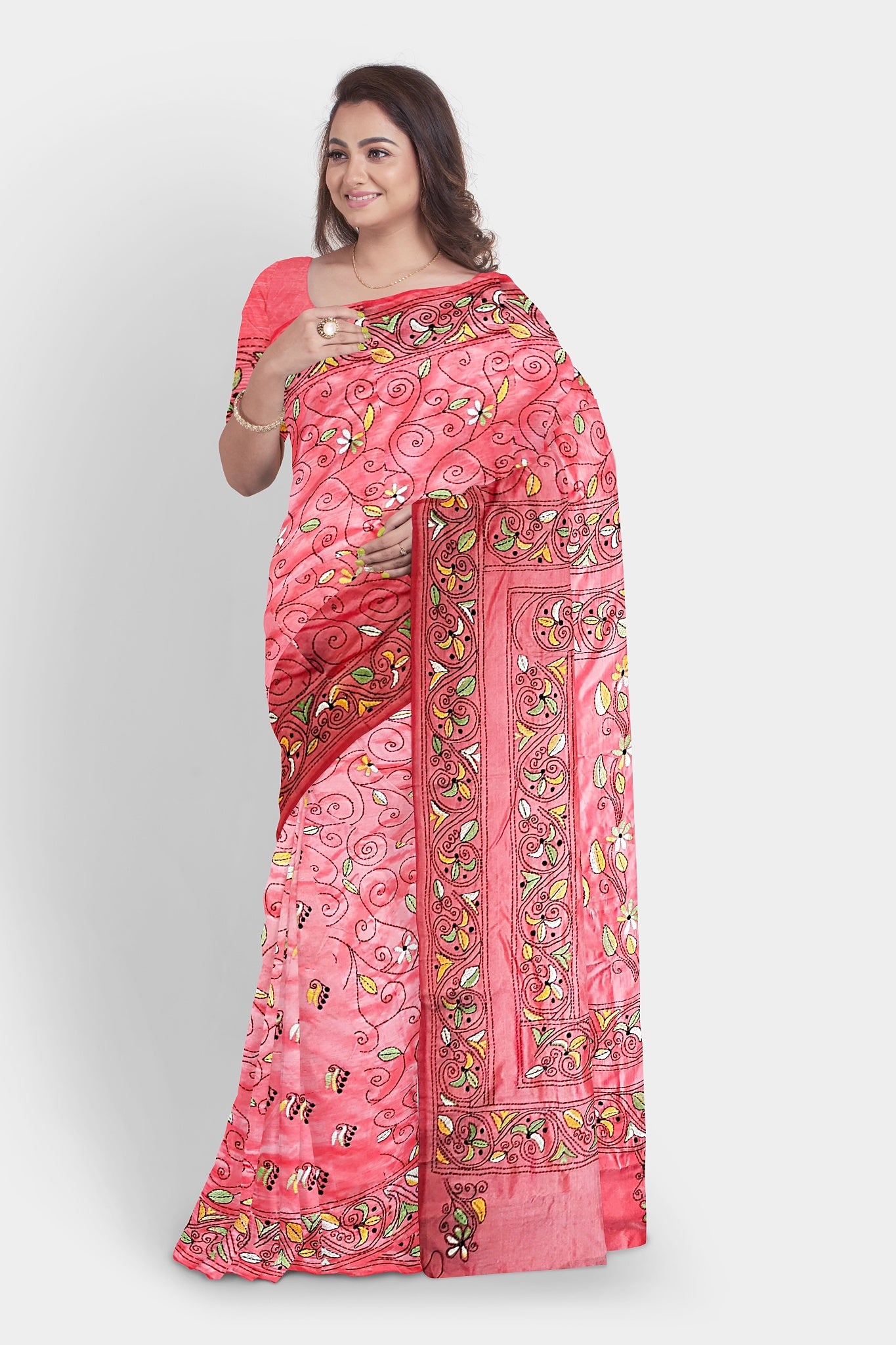 Kantha Stitch: Up-to-Date Blended Silk Saree reflecting the Latest Trend in Indian Ethnic Wear  With BP