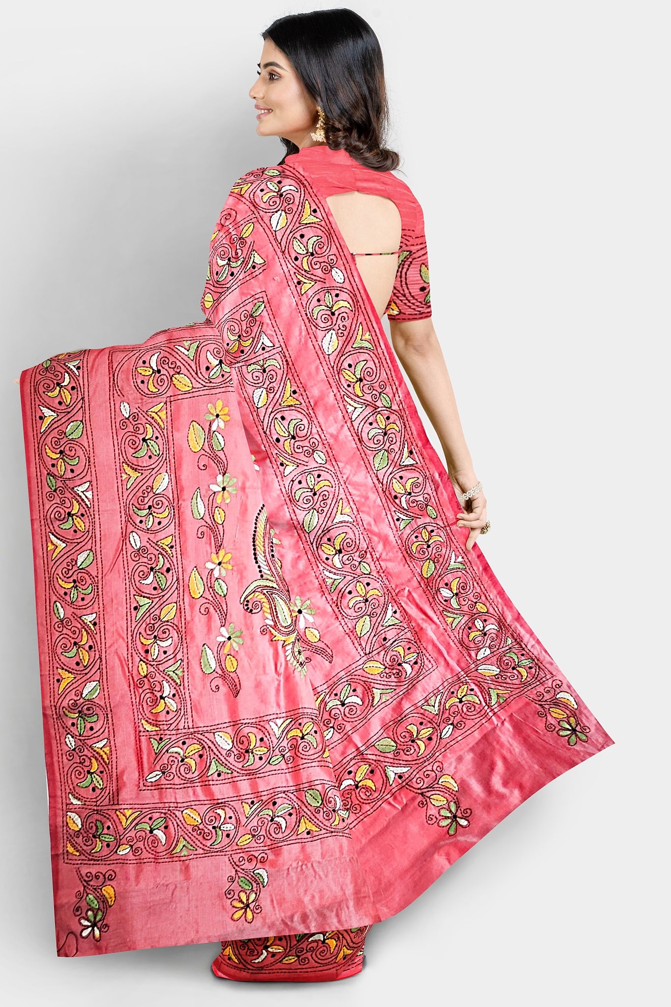 Kantha Stitch: Up-to-Date Blended Silk Saree reflecting the Latest Trend in Indian Ethnic Wear  With BP