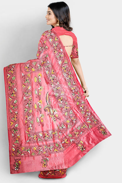 Kantha Stitch: Up-to-Date Blended Silk Saree reflecting the Latest Trend in Indian Ethnic Wear  With BP