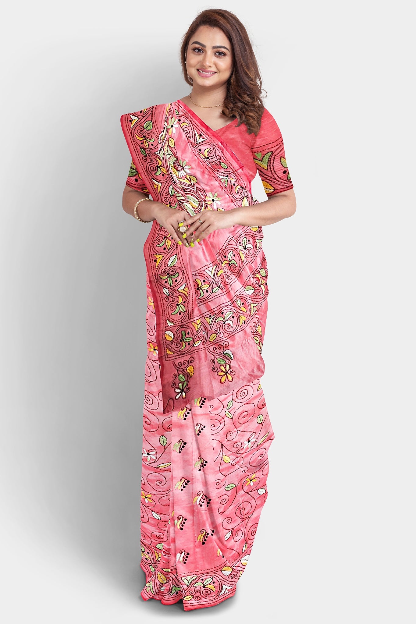 Kantha Stitch: Up-to-Date Blended Silk Saree reflecting the Latest Trend in Indian Ethnic Wear  With BP
