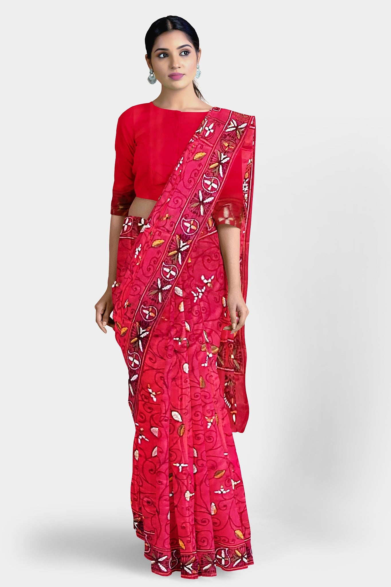 Kantha Stitch: Stylish Blended Silk Saree showcasing Traditional Artistry in Modern Indian Fashion With BP
