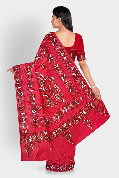 Kantha Stitch: Stylish Blended Silk Saree showcasing Traditional Artistry in Modern Indian Fashion With BP