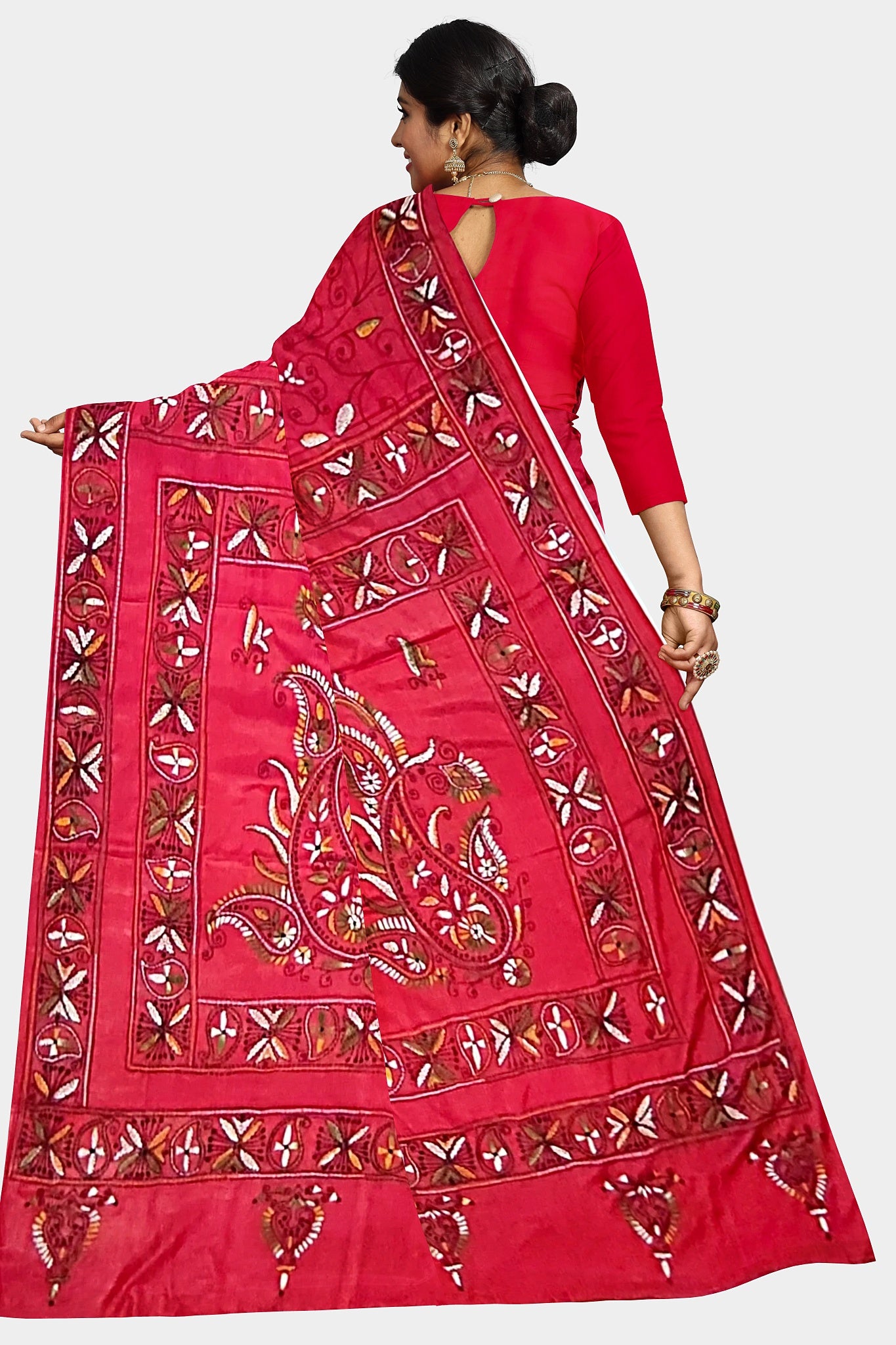 Kantha Stitch: Stylish Blended Silk Saree showcasing Traditional Artistry in Modern Indian Fashion With BP