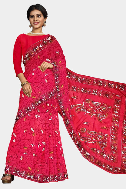 Kantha Stitch: Stylish Blended Silk Saree showcasing Traditional Artistry in Modern Indian Fashion With BP