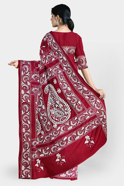 Kantha Stitch: Stylish Blended Silk Saree showcasing Traditional Artistry in Modern Indian Fashion With BP