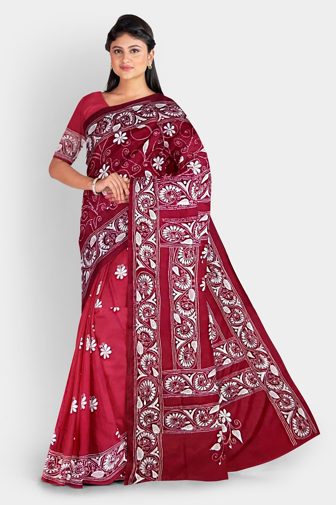 Kantha Stitch: Stylish Blended Silk Saree showcasing Traditional Artistry in Modern Indian Fashion With BP