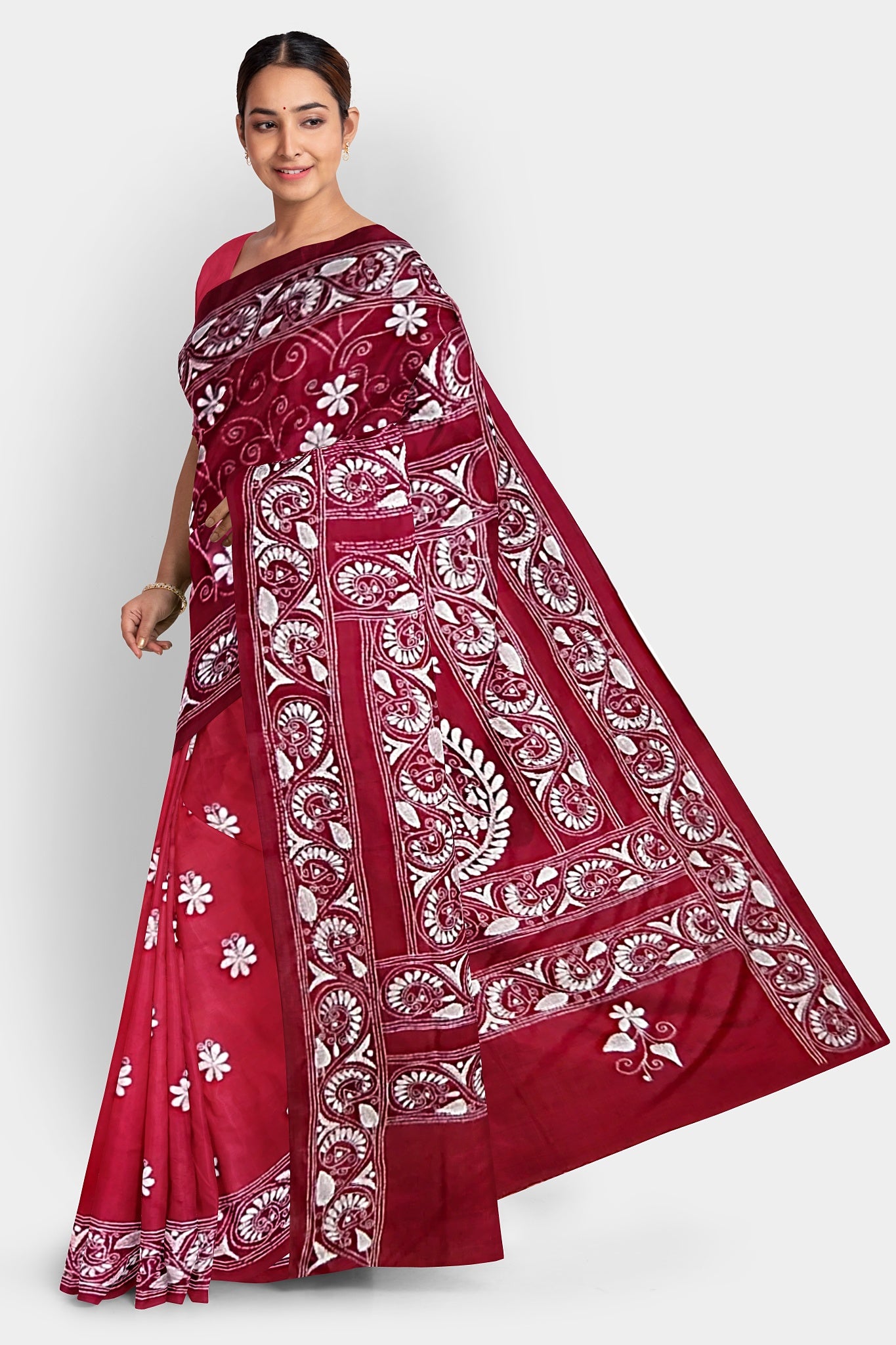 Kantha Stitch: Stylish Blended Silk Saree showcasing Traditional Artistry in Modern Indian Fashion With BP