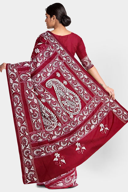 Kantha Stitch: Stylish Blended Silk Saree showcasing Traditional Artistry in Modern Indian Fashion With BP