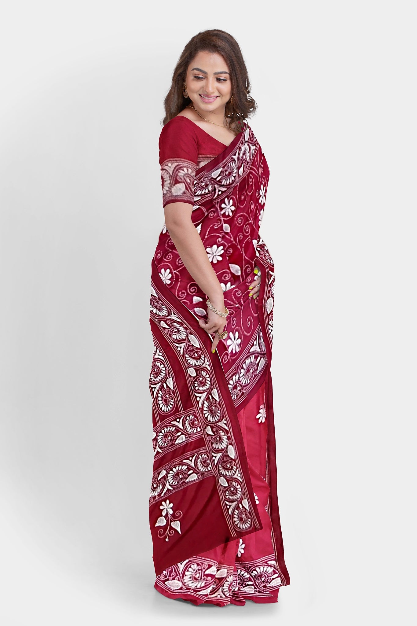 Kantha Stitch: Stylish Blended Silk Saree showcasing Traditional Artistry in Modern Indian Fashion With BP