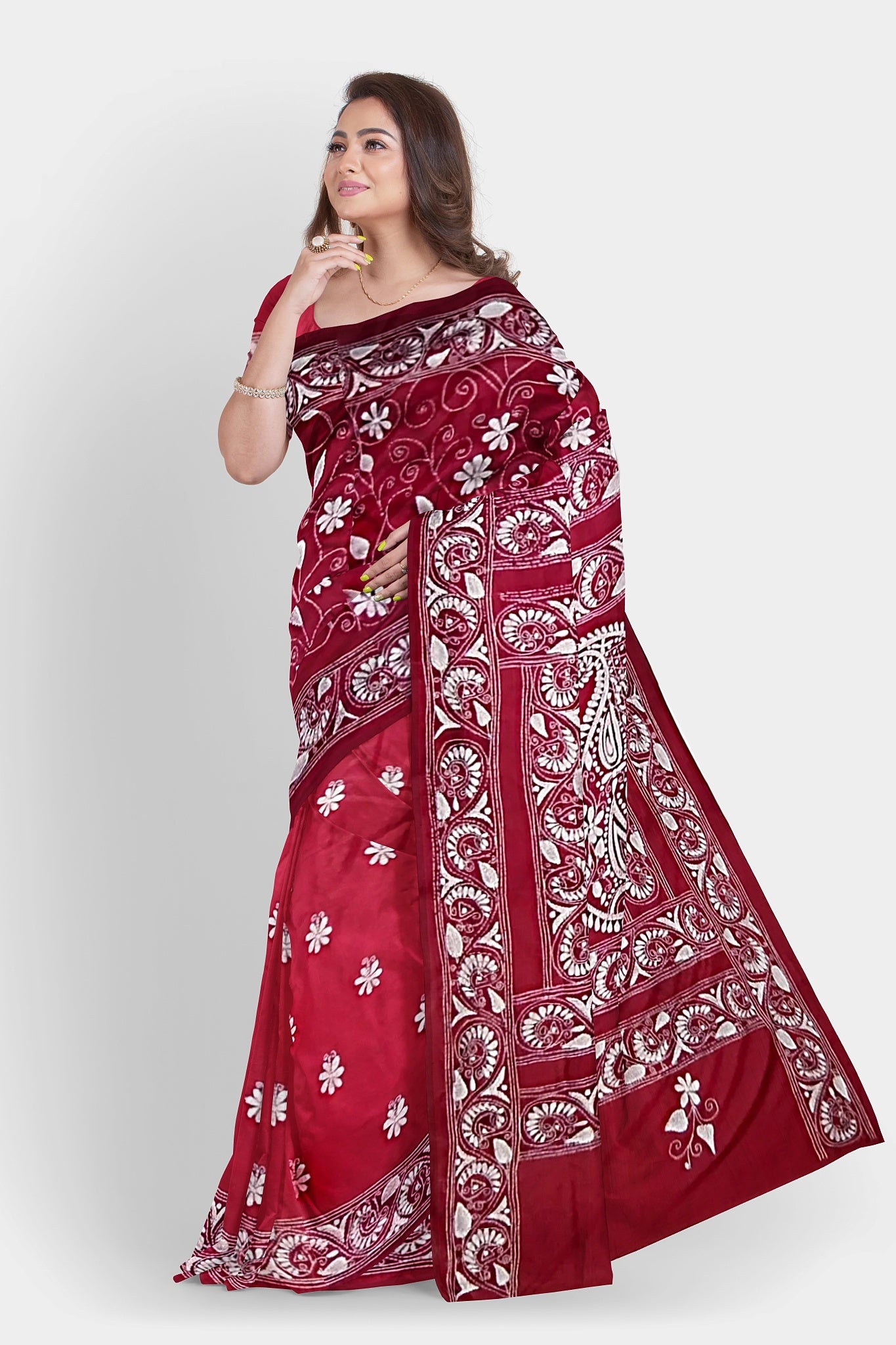 Kantha Stitch: Stylish Blended Silk Saree showcasing Traditional Artistry in Modern Indian Fashion With BP