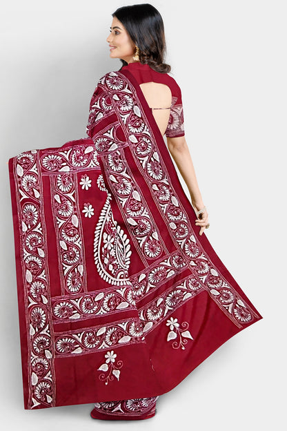 Kantha Stitch: Stylish Blended Silk Saree showcasing Traditional Artistry in Modern Indian Fashion With BP