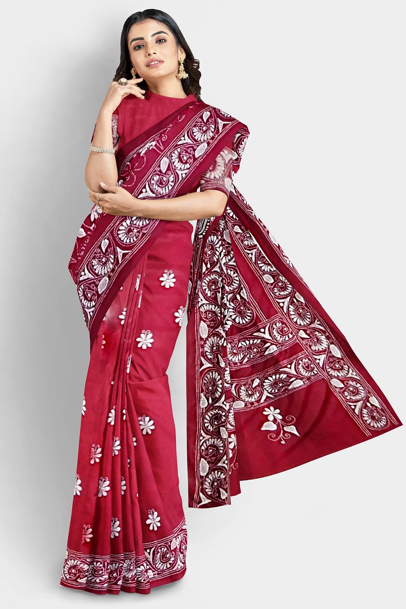 Kantha Stitch: Stylish Blended Silk Saree showcasing Traditional Artistry in Modern Indian Fashion With BP