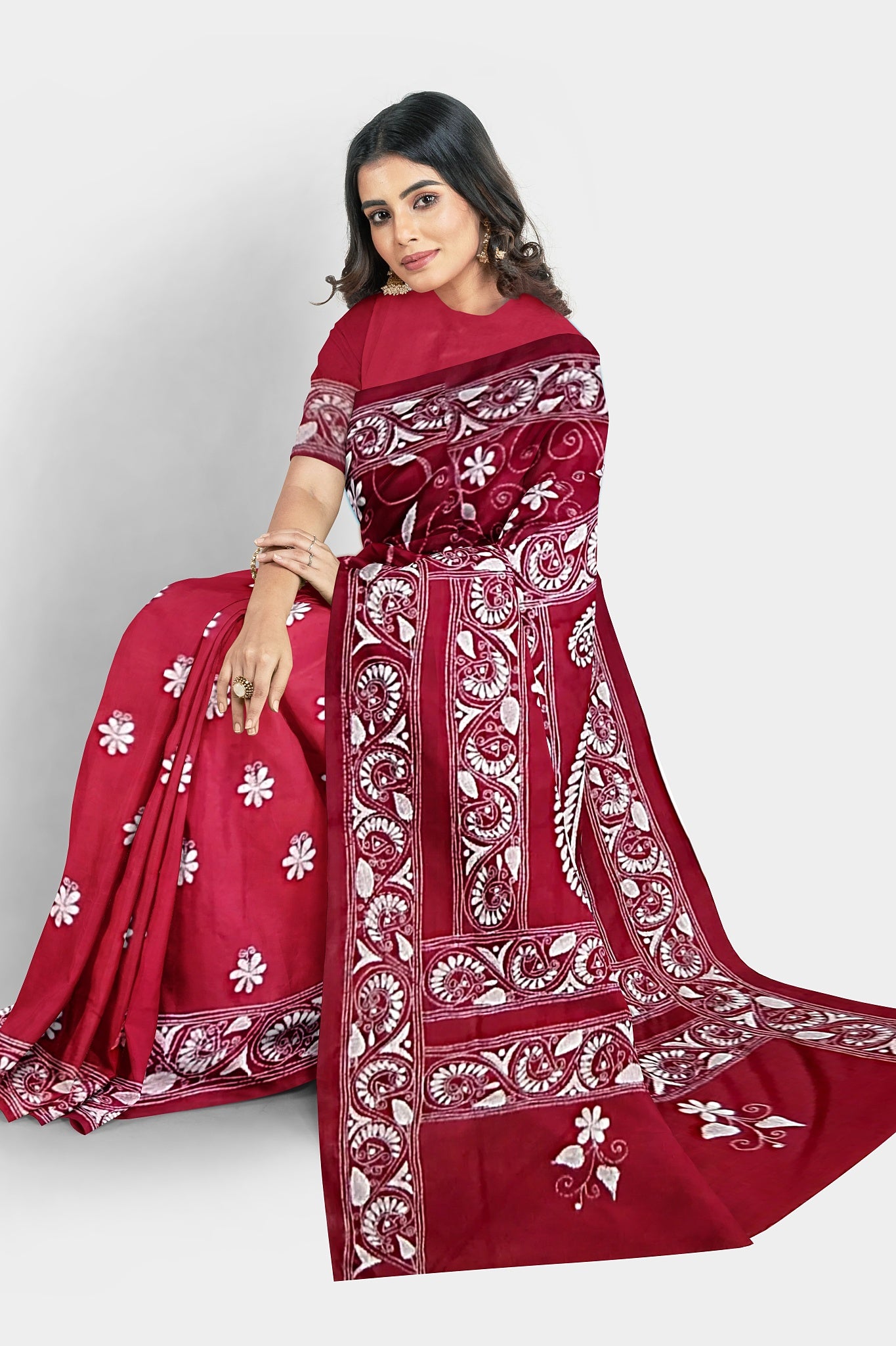 Kantha Stitch: Stylish Blended Silk Saree showcasing Traditional Artistry in Modern Indian Fashion With BP