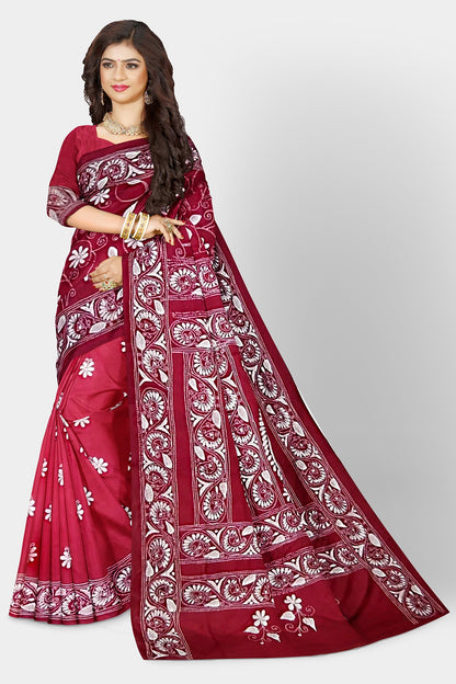 Kantha Stitch: Stylish Blended Silk Saree showcasing Traditional Artistry in Modern Indian Fashion With BP