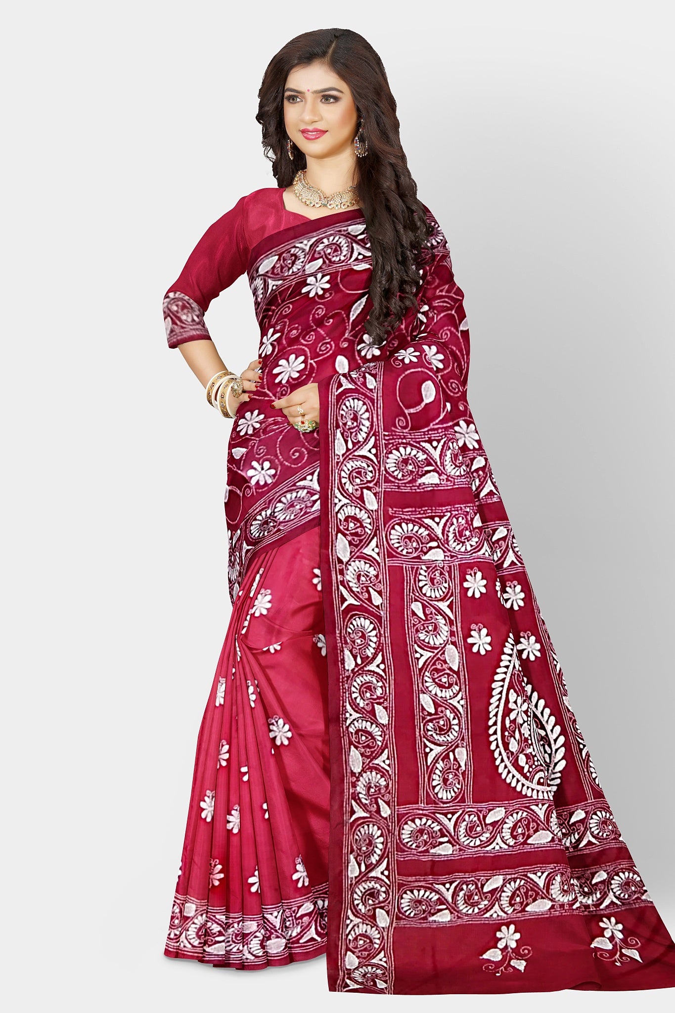 Kantha Stitch: Stylish Blended Silk Saree showcasing Traditional Artistry in Modern Indian Fashion With BP