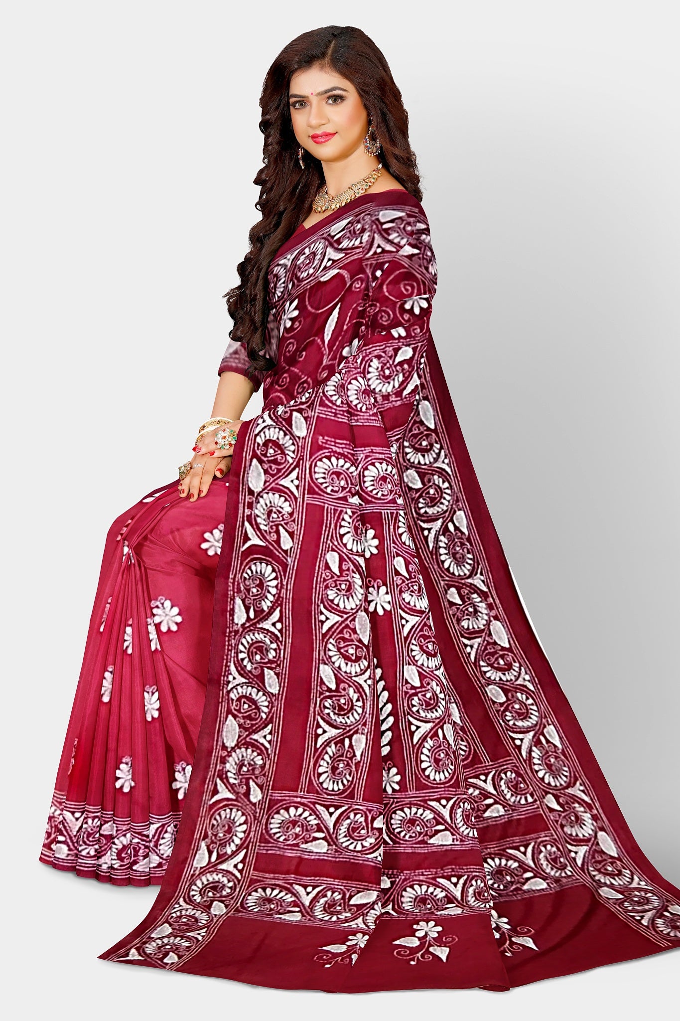 Kantha Stitch: Stylish Blended Silk Saree showcasing Traditional Artistry in Modern Indian Fashion With BP