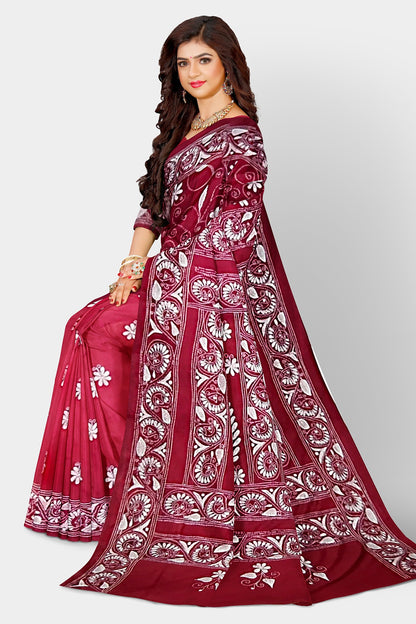 Kantha Stitch: Stylish Blended Silk Saree showcasing Traditional Artistry in Modern Indian Fashion With BP
