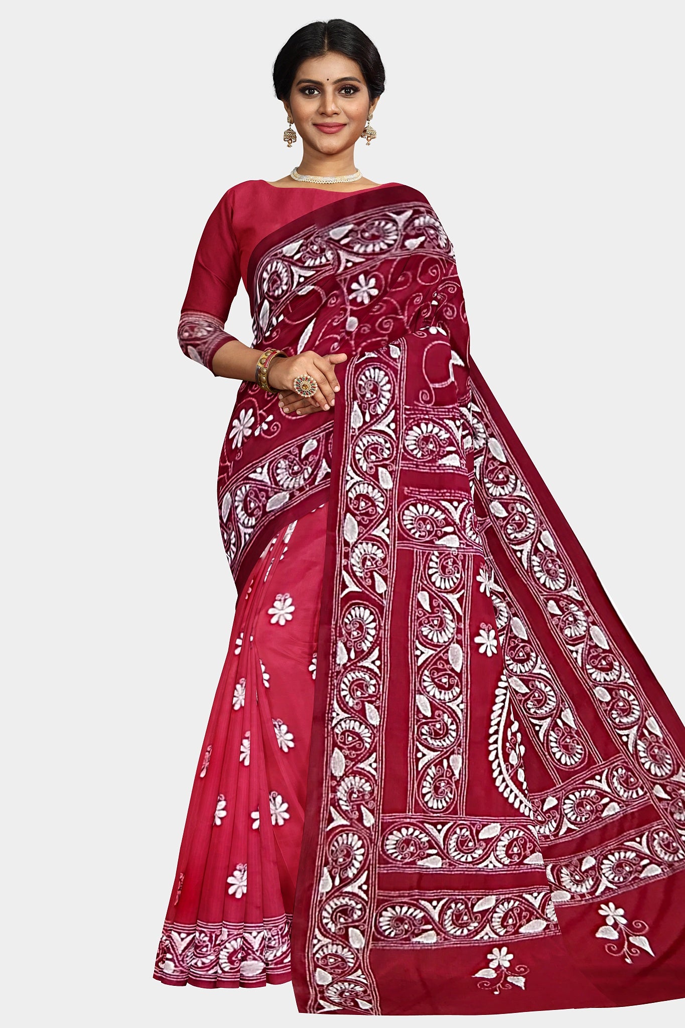 Kantha Stitch: Stylish Blended Silk Saree showcasing Traditional Artistry in Modern Indian Fashion With BP