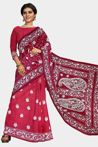 Kantha Stitch: Stylish Blended Silk Saree showcasing Traditional Artistry in Modern Indian Fashion With BP