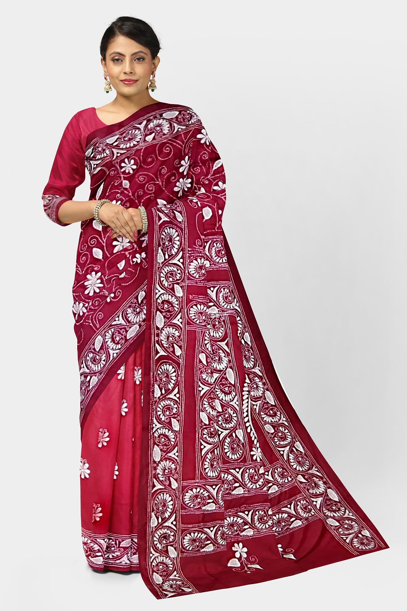 Kantha Stitch: Stylish Blended Silk Saree showcasing Traditional Artistry in Modern Indian Fashion With BP
