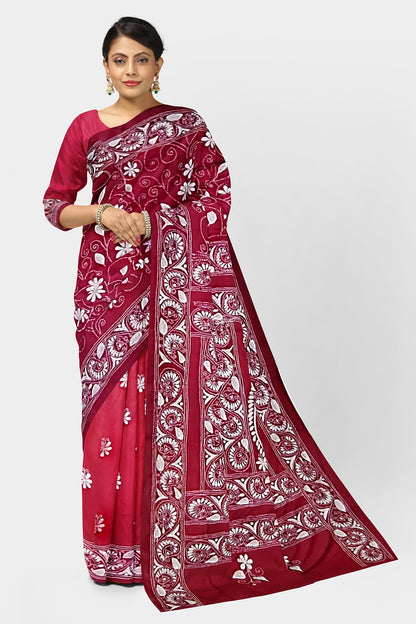 Kantha Stitch: Stylish Blended Silk Saree showcasing Traditional Artistry in Modern Indian Fashion With BP