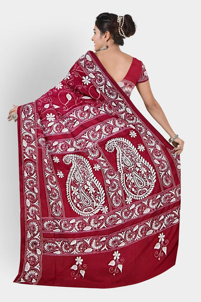 Kantha Stitch: Stylish Blended Silk Saree showcasing Traditional Artistry in Modern Indian Fashion With BP