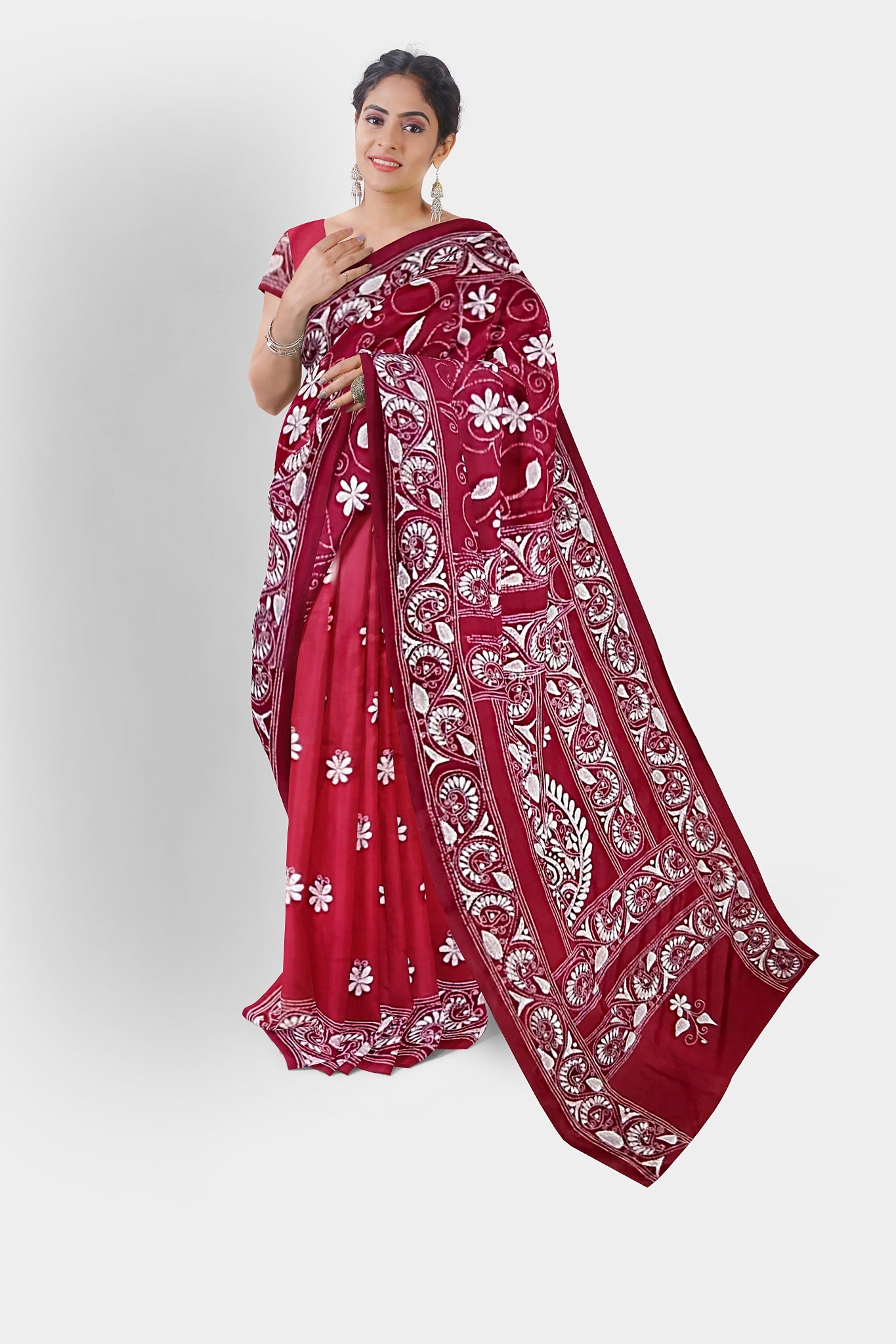 Kantha Stitch: Stylish Blended Silk Saree showcasing Traditional Artistry in Modern Indian Fashion With BP