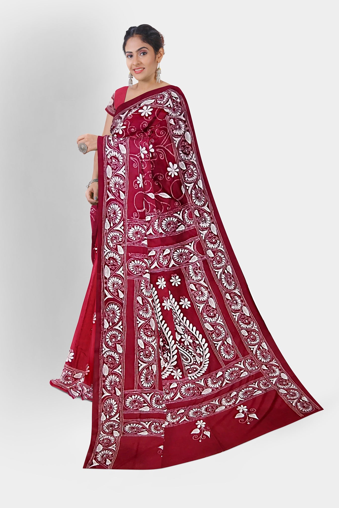 Kantha Stitch: Stylish Blended Silk Saree showcasing Traditional Artistry in Modern Indian Fashion With BP