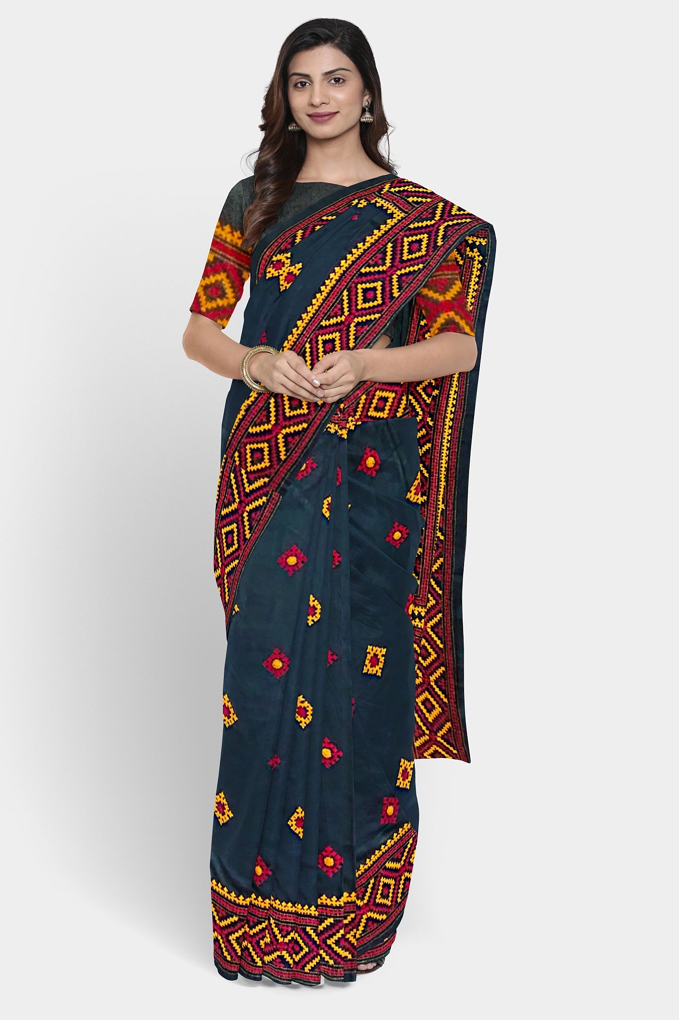 Kantha Stitch: Stylish Blended Silk Saree showcasing Traditional Artistry in Modern Indian Fashion
