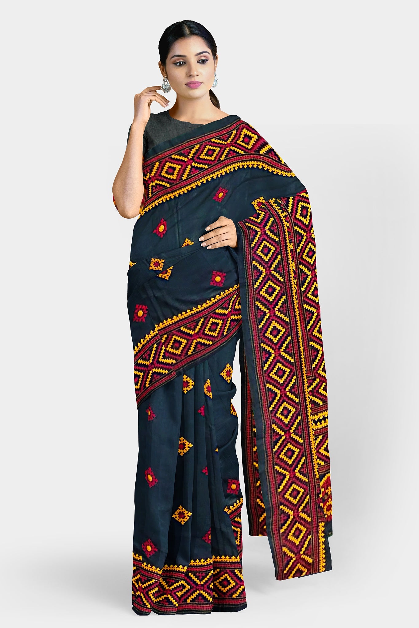 Kantha Stitch: Stylish Blended Silk Saree showcasing Traditional Artistry in Modern Indian Fashion