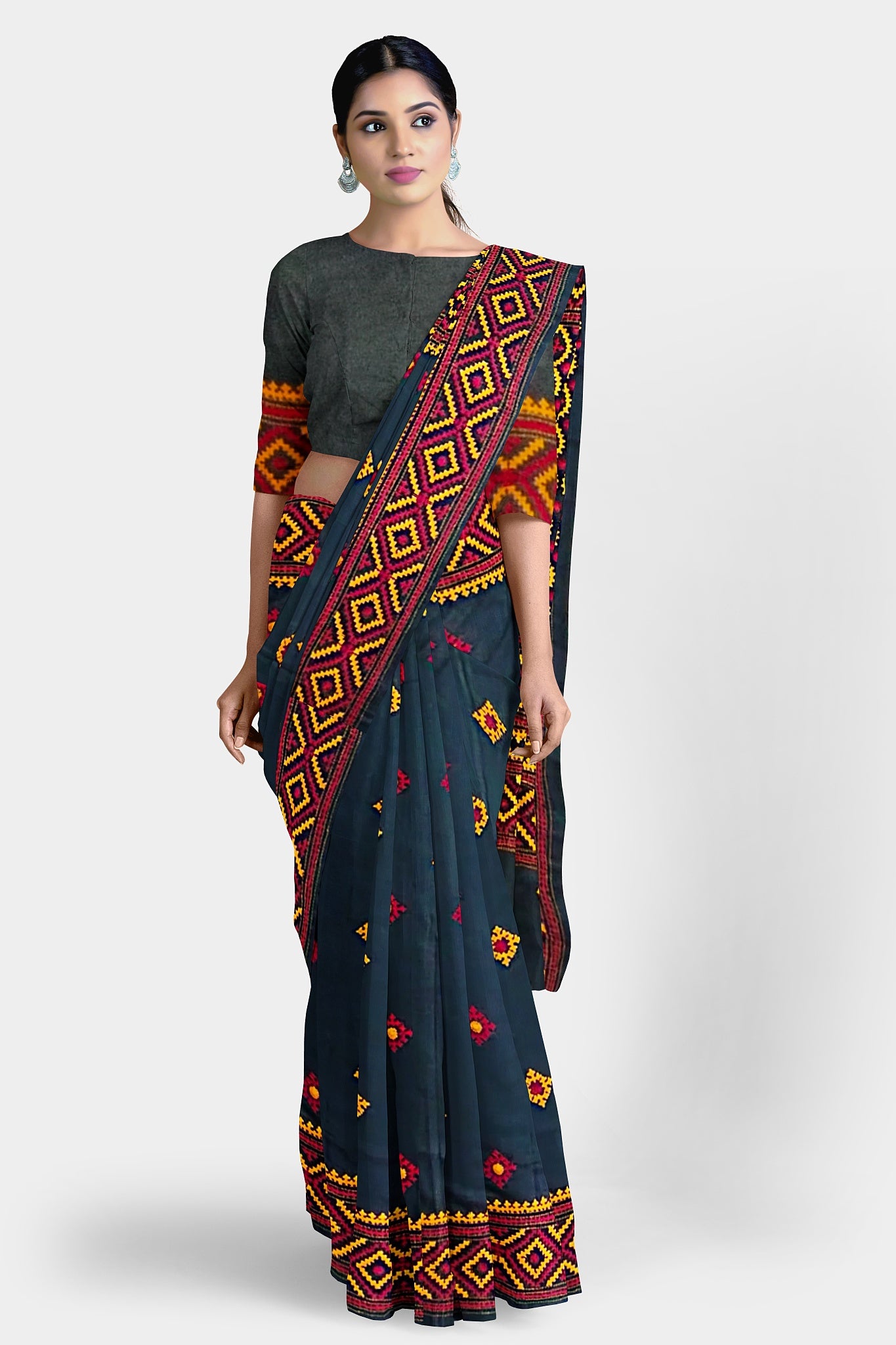 Kantha Stitch: Stylish Blended Silk Saree showcasing Traditional Artistry in Modern Indian Fashion