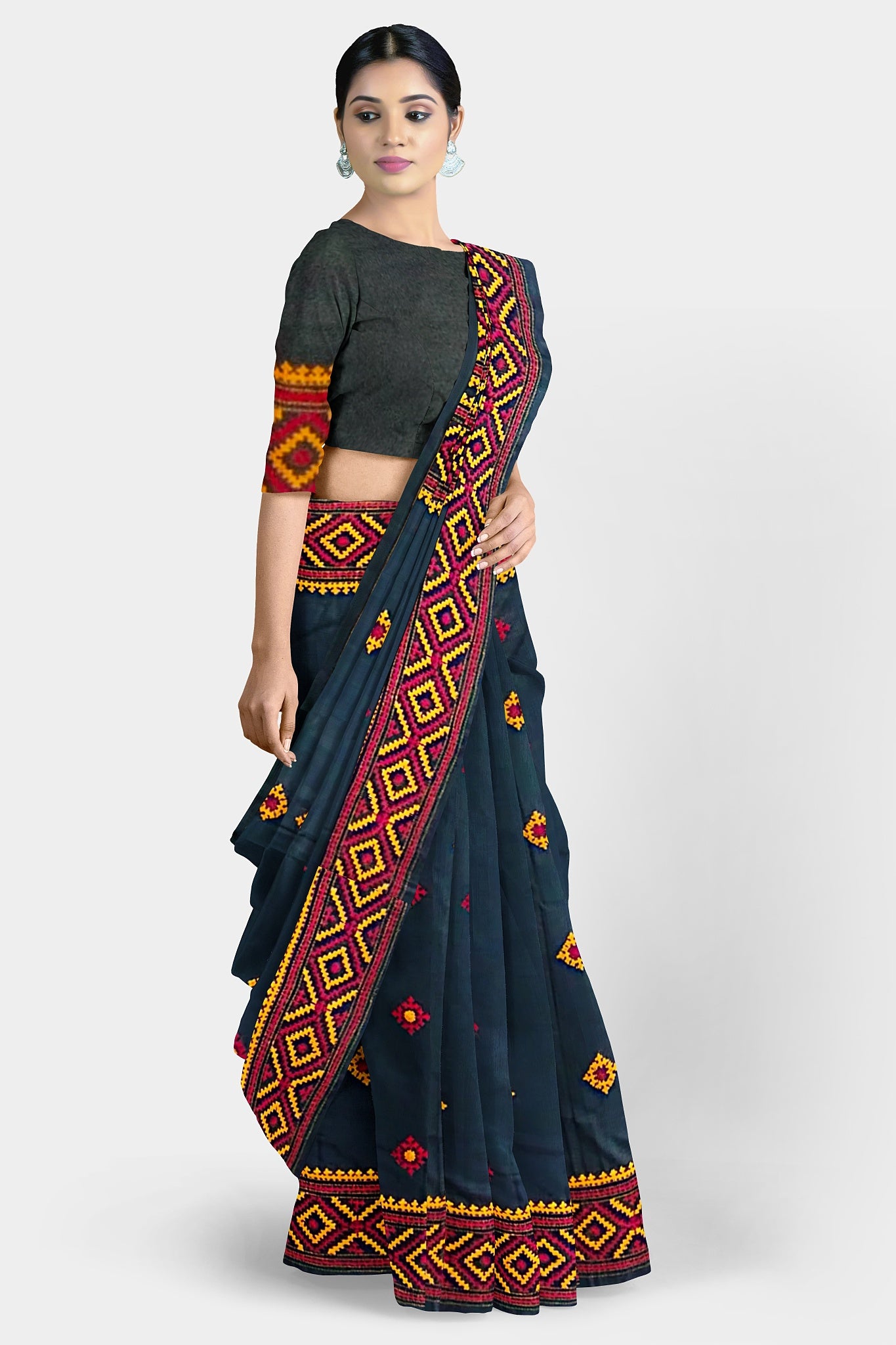 Kantha Stitch: Stylish Blended Silk Saree showcasing Traditional Artistry in Modern Indian Fashion