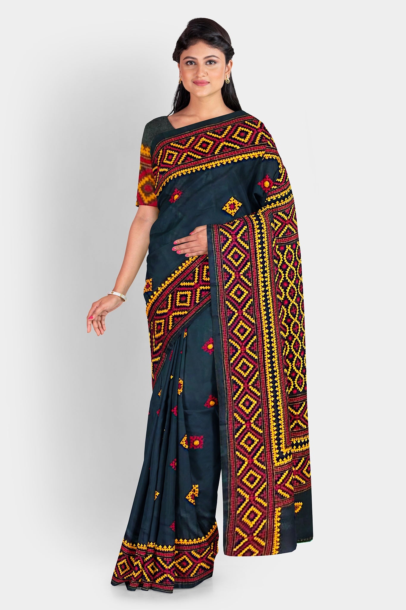 Kantha Stitch: Stylish Blended Silk Saree showcasing Traditional Artistry in Modern Indian Fashion