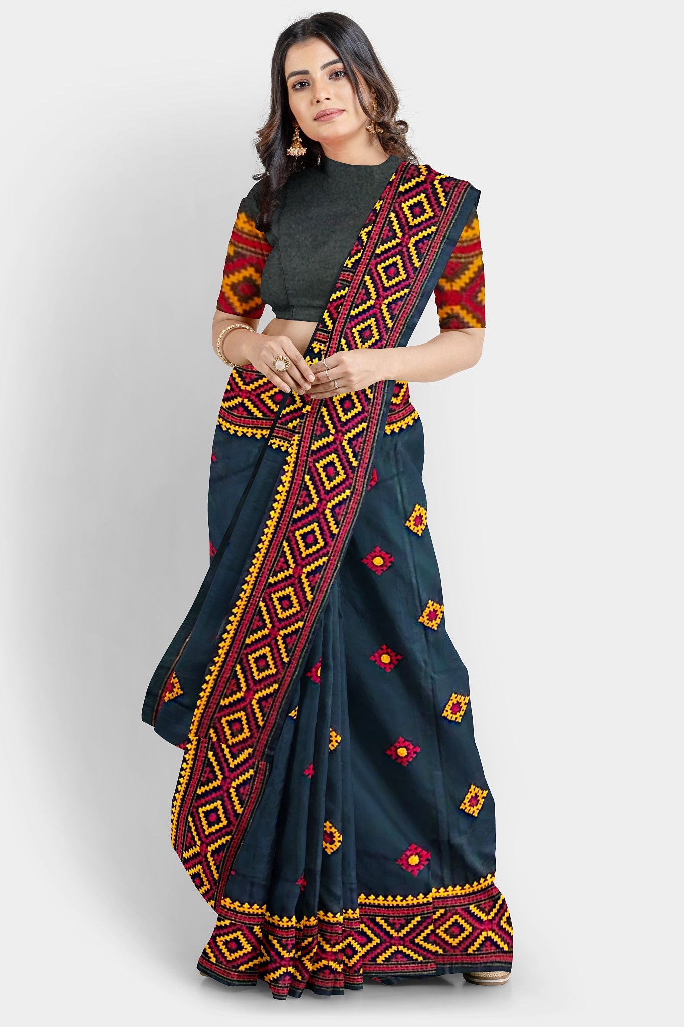 Kantha Stitch: Stylish Blended Silk Saree showcasing Traditional Artistry in Modern Indian Fashion