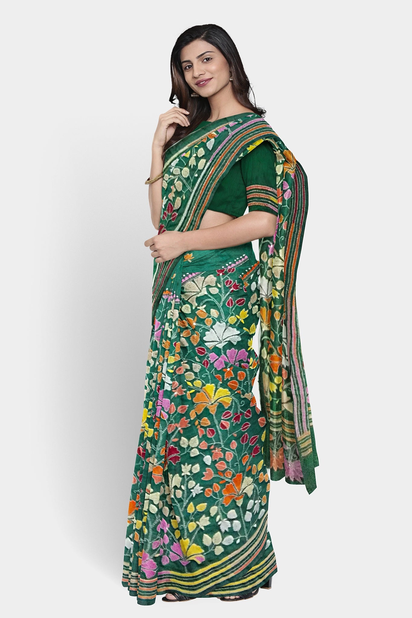 Kantha Stitch: Stylish Blended Silk Saree showcasing Traditional Artistry in Modern Indian Fashion