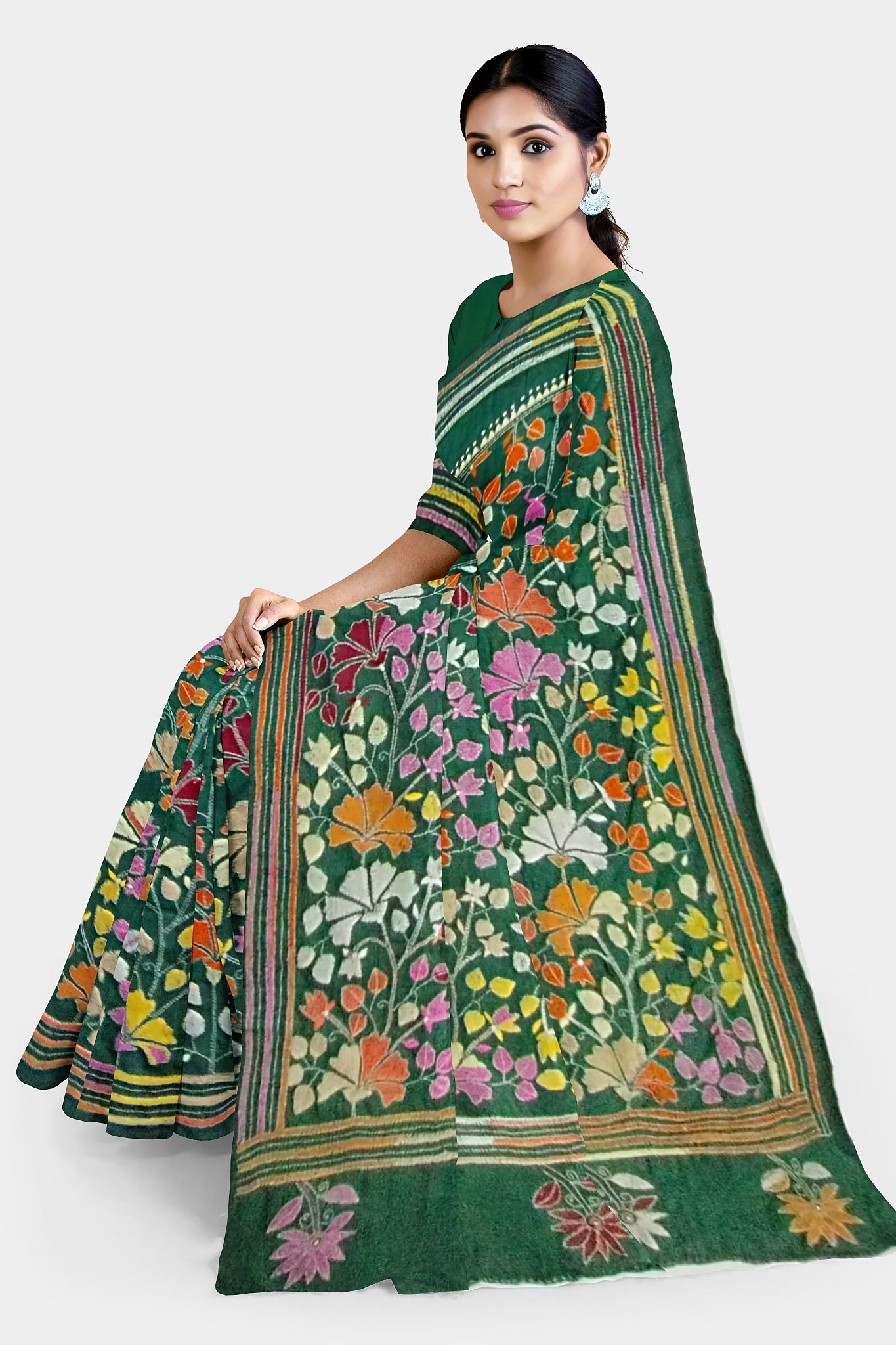 Kantha Stitch: Stylish Blended Silk Saree showcasing Traditional Artistry in Modern Indian Fashion