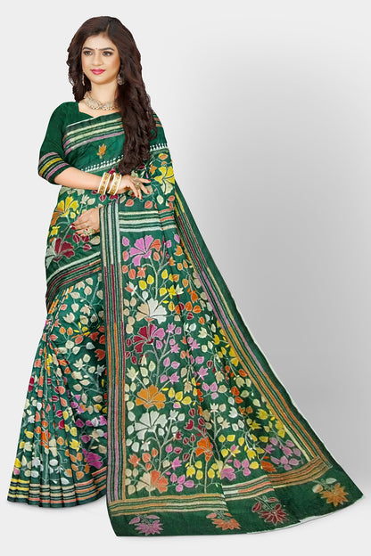 Kantha Stitch: Stylish Blended Silk Saree showcasing Traditional Artistry in Modern Indian Fashion