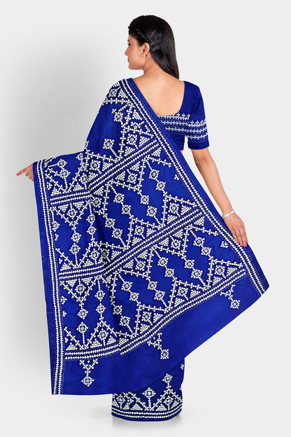 Gujrati Stitch: Stylish Blended Silk Saree showcasing Traditional Artistry in Modern Indian Fashion With BP