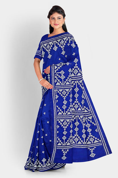 Gujrati Stitch: Stylish Blended Silk Saree showcasing Traditional Artistry in Modern Indian Fashion With BP