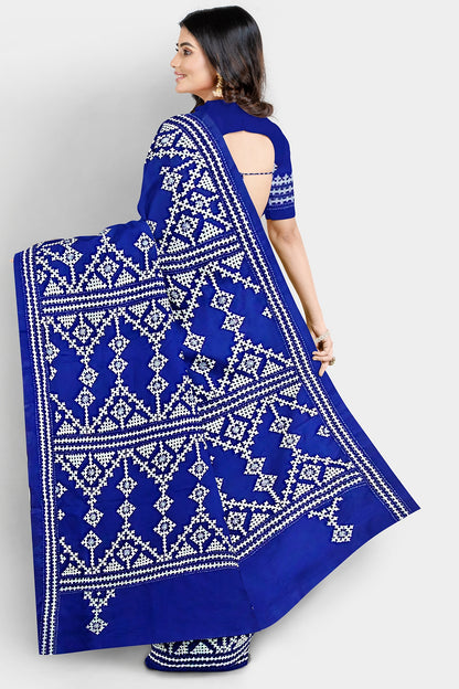 Gujrati Stitch: Stylish Blended Silk Saree showcasing Traditional Artistry in Modern Indian Fashion With BP